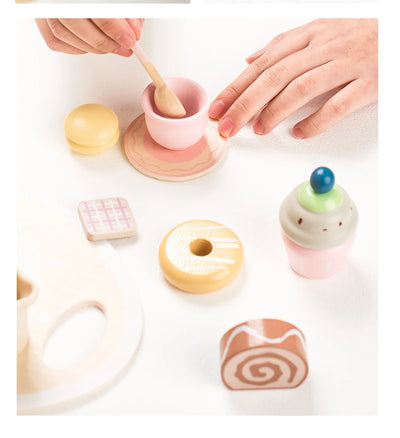 Wooden Cake Stand and Tea Tray Set