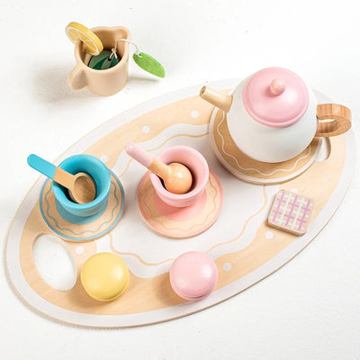 Wooden Cake Stand and Tea Tray Set